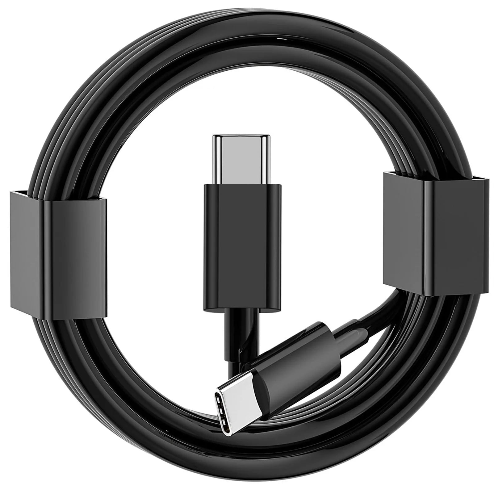 Black Dual USB Fast Car Charger (USB-C + USB-A Ports) + USB-C to USB-C Cable and USB-A to USB-C Charging Cord
