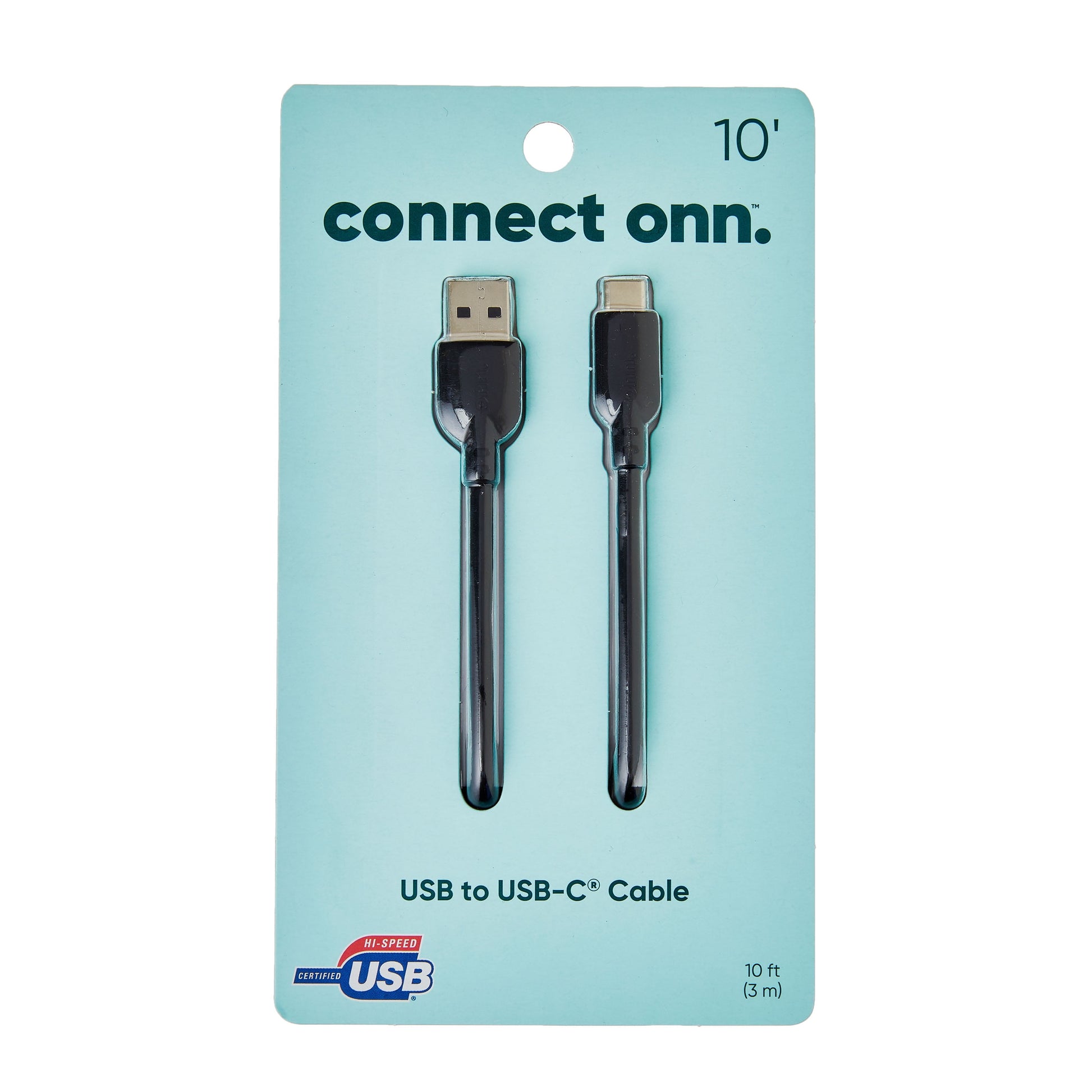 (2 Pack) Black 10' USB-C to USB-A Charging Cable, USBIF Certified