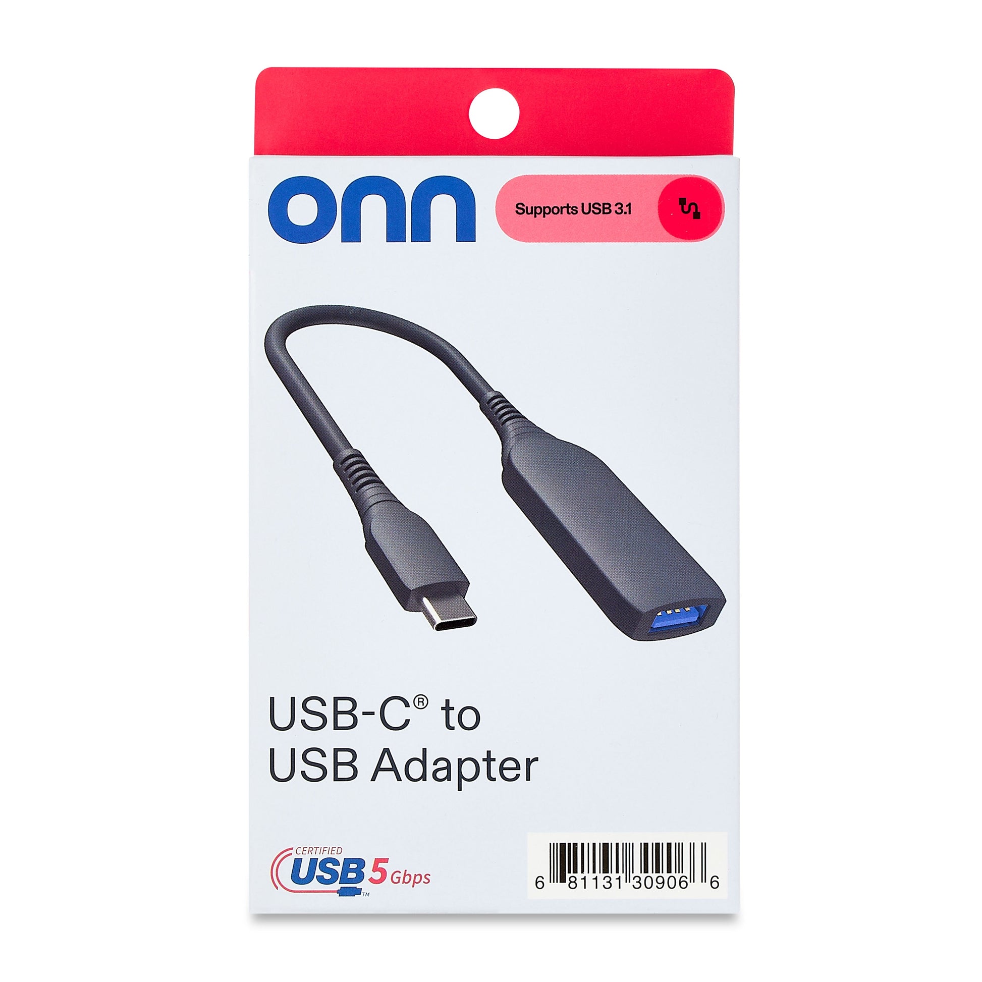 Black USB-C to USB Female Adapter, 4"