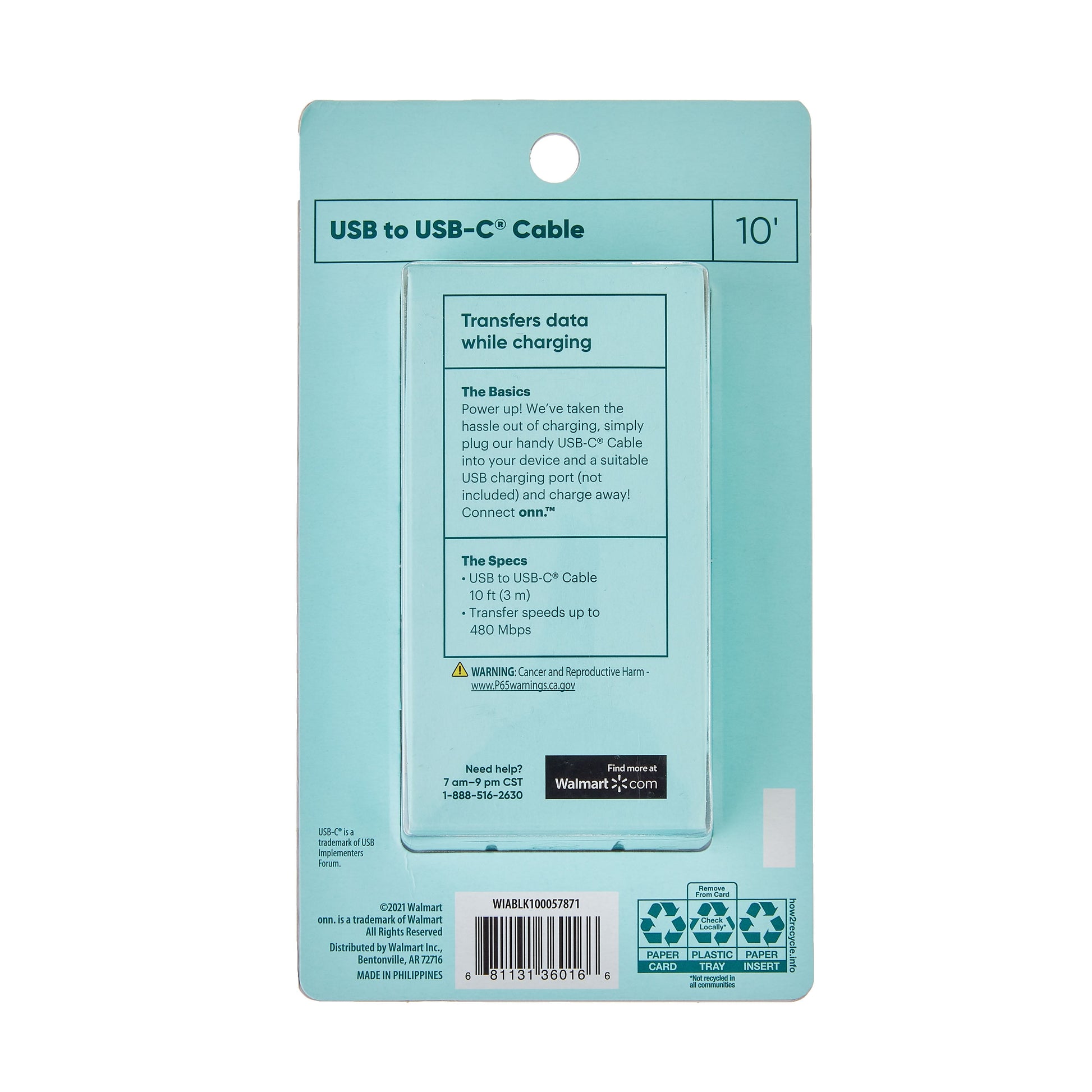 (2 Pack) Black 10' USB-C to USB-A Charging Cable, USBIF Certified