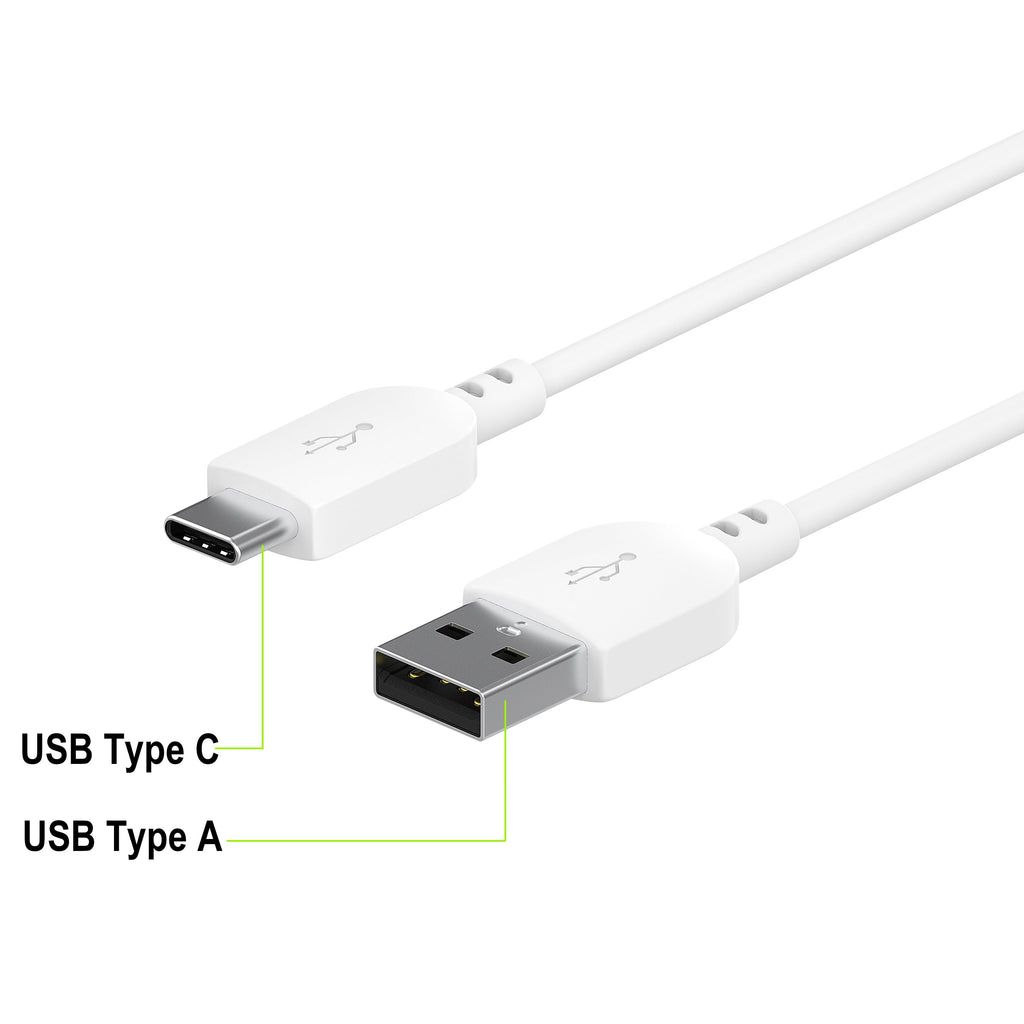 3' USB to USB-C Charging Cable, White