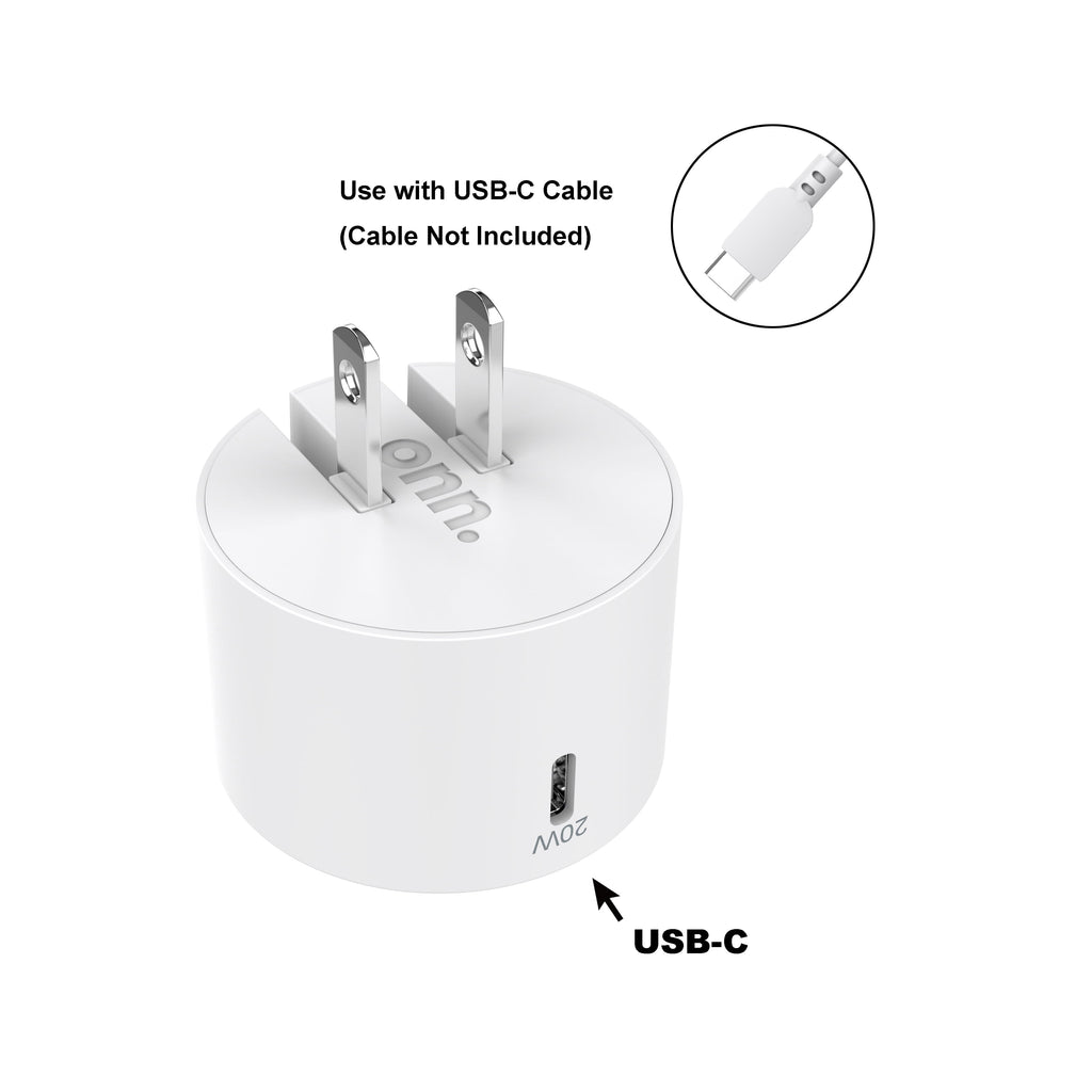 ONN White 20W USB-C Wall Charger