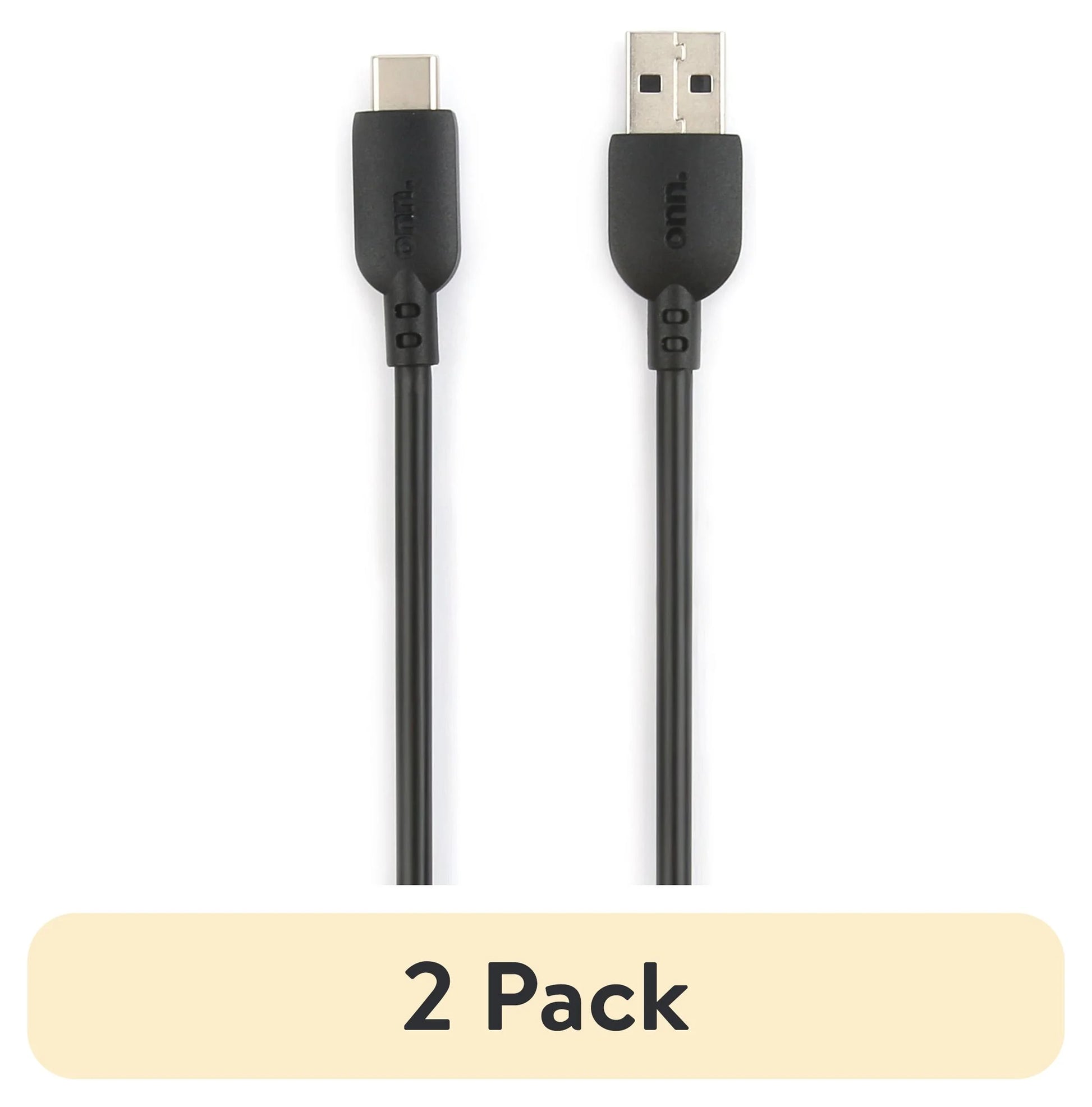 (2 Pack) Black 10' USB-C to USB-A Charging Cable, USBIF Certified