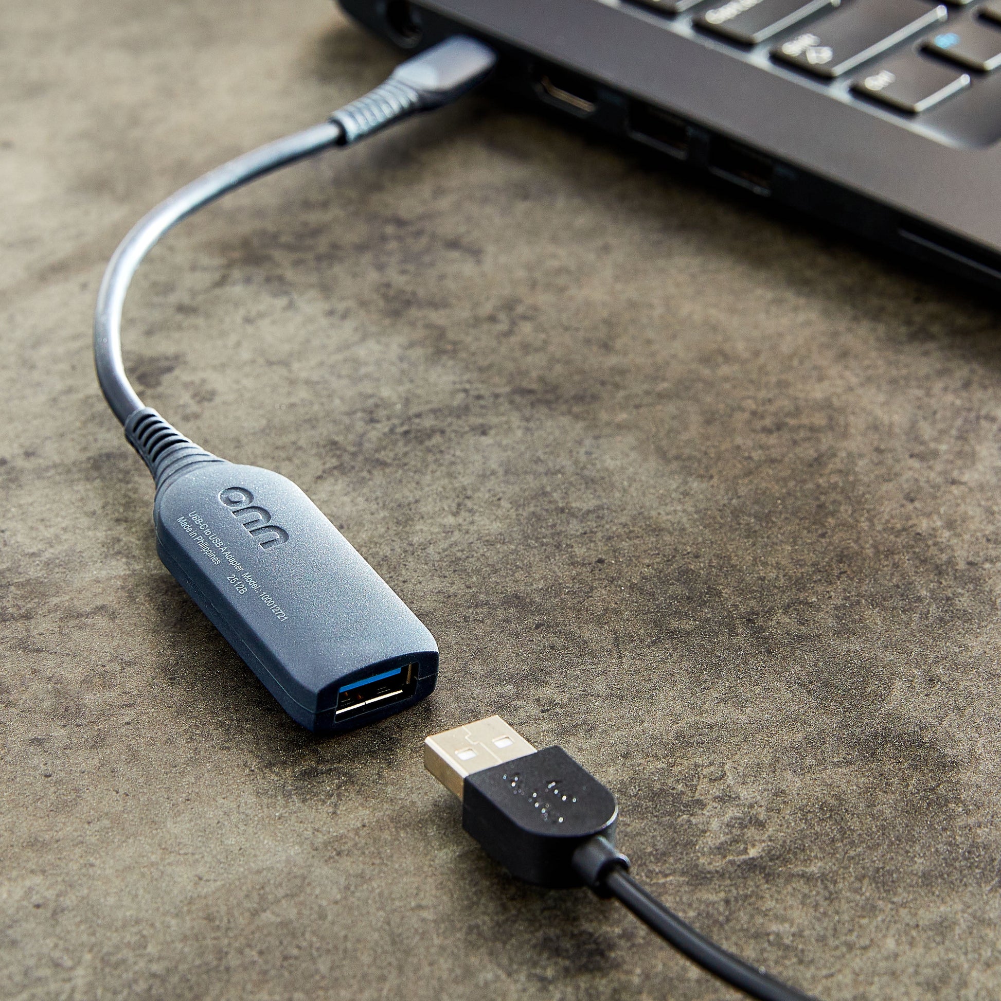 Black USB-C to USB Female Adapter, 4"